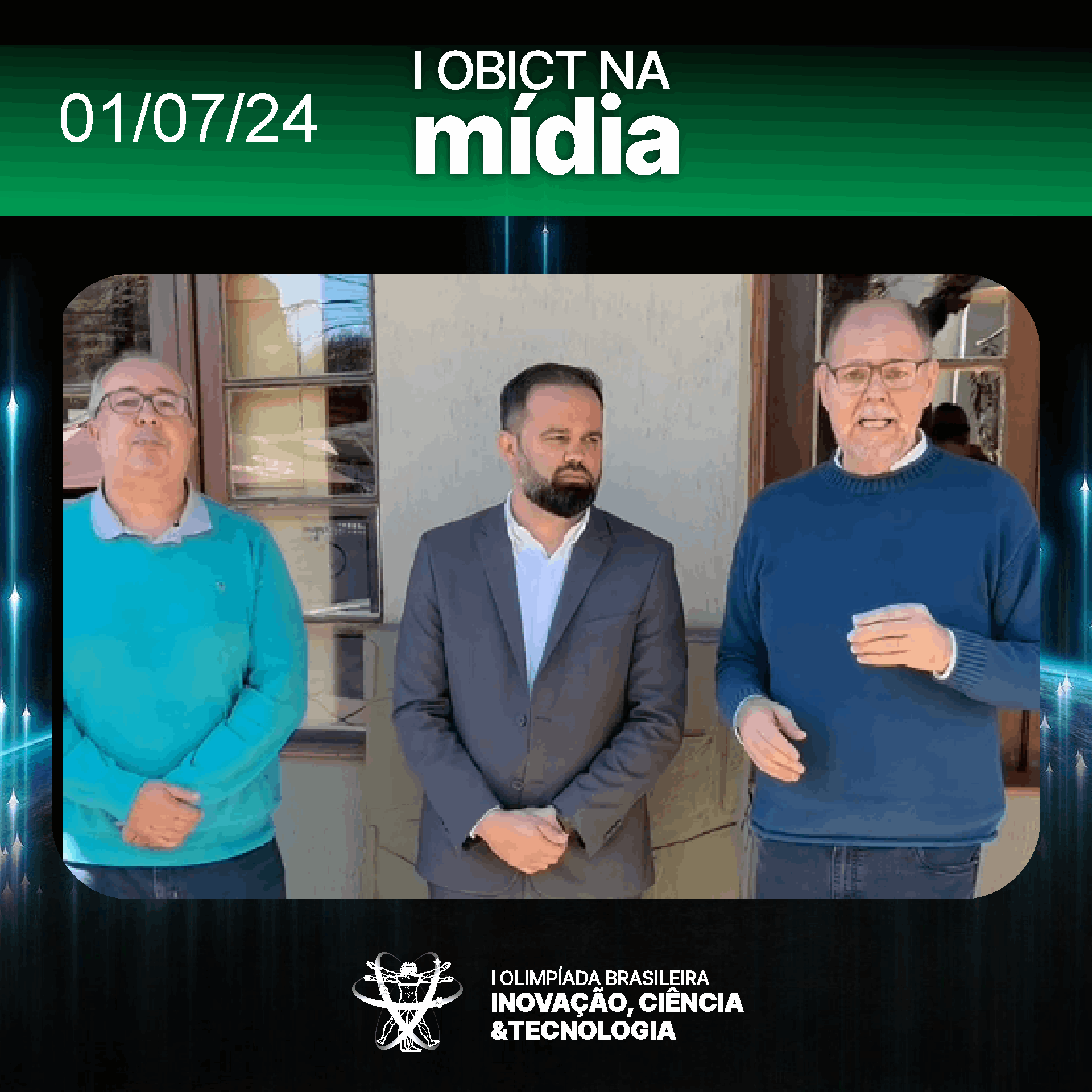 Alex Canziani, Secretário de Inovação do Paraná, conversa com Roni Miranda Vieira, Secretário de Educação do Estado do Paraná e Daniel Lavouras, um dos organizadores da I OLIMPÍADA BRASILEIRA DE INOVAÇÃO, CIÊNCIA E TECNOLOGIA.